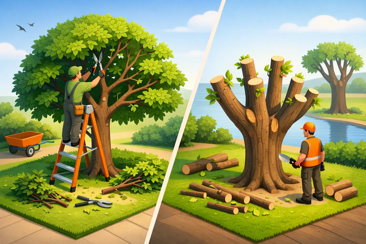 Tree Pruning vs Pollarding Explained